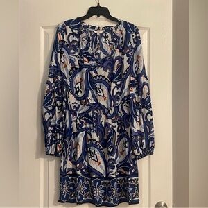 Crown & Ivy Navy and White Floral Long Sleeve Dress